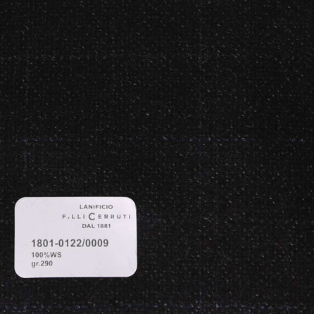 1801-0122-0009 Cerruti Lanificio - Vải Suit 100% Wool - Đen Trơn